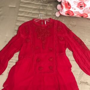 Free People Raspberry ruffle chic dress
